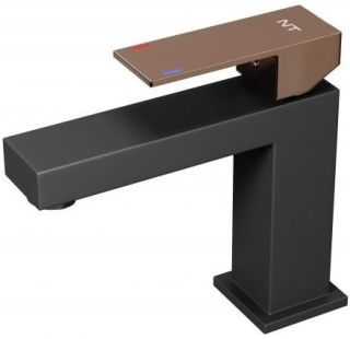 Смеситель для раковины NT Bagno Adigo BG NT9001BG чёрный/розовое золото